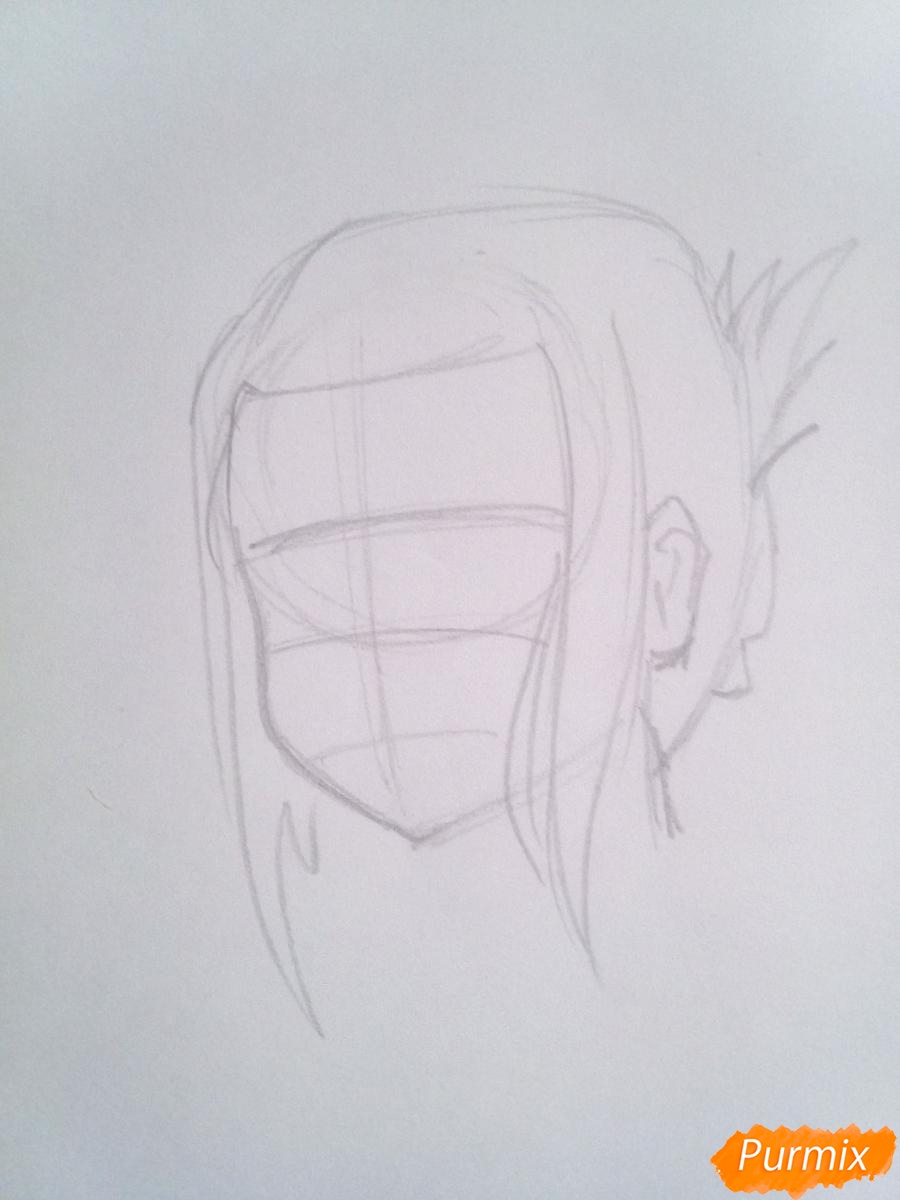 Рисуем Икуно из аниме Милый Во Франксе карандашами - шаг 2