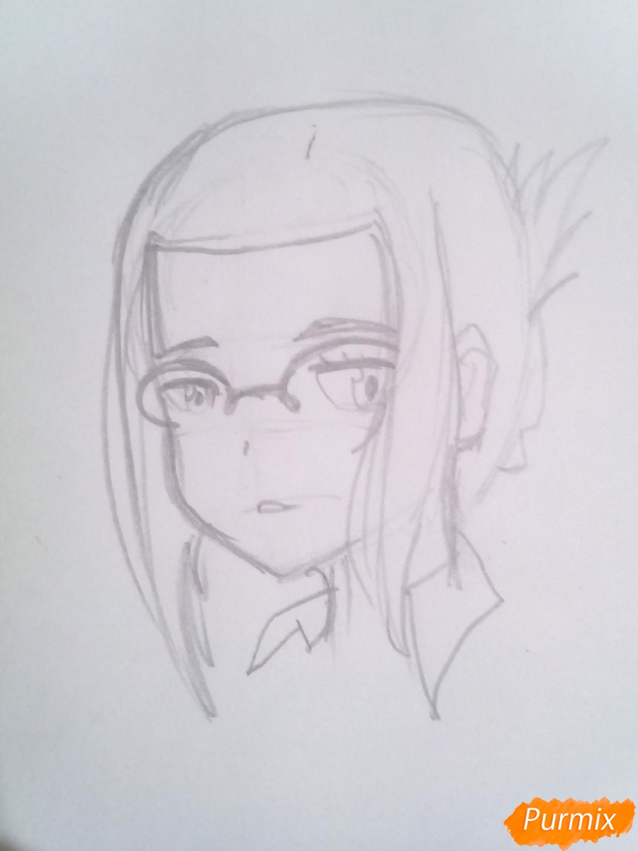 Рисуем Икуно из аниме Милый Во Франксе карандашами - шаг 3