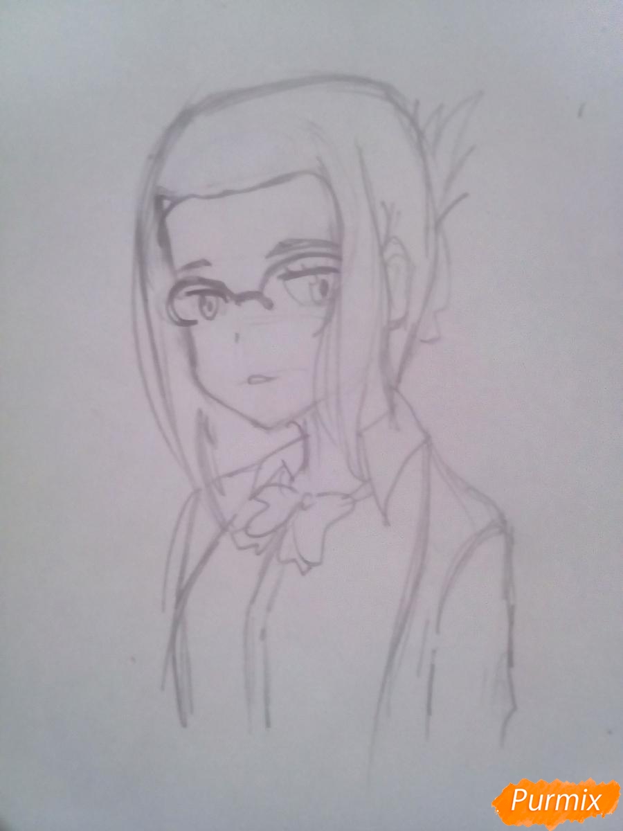 Рисуем Икуно из аниме Милый Во Франксе карандашами - шаг 4