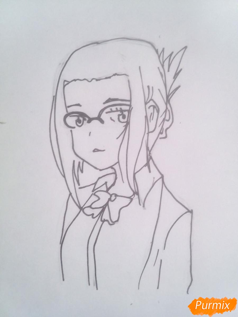 Рисуем Икуно из аниме Милый Во Франксе карандашами - шаг 5