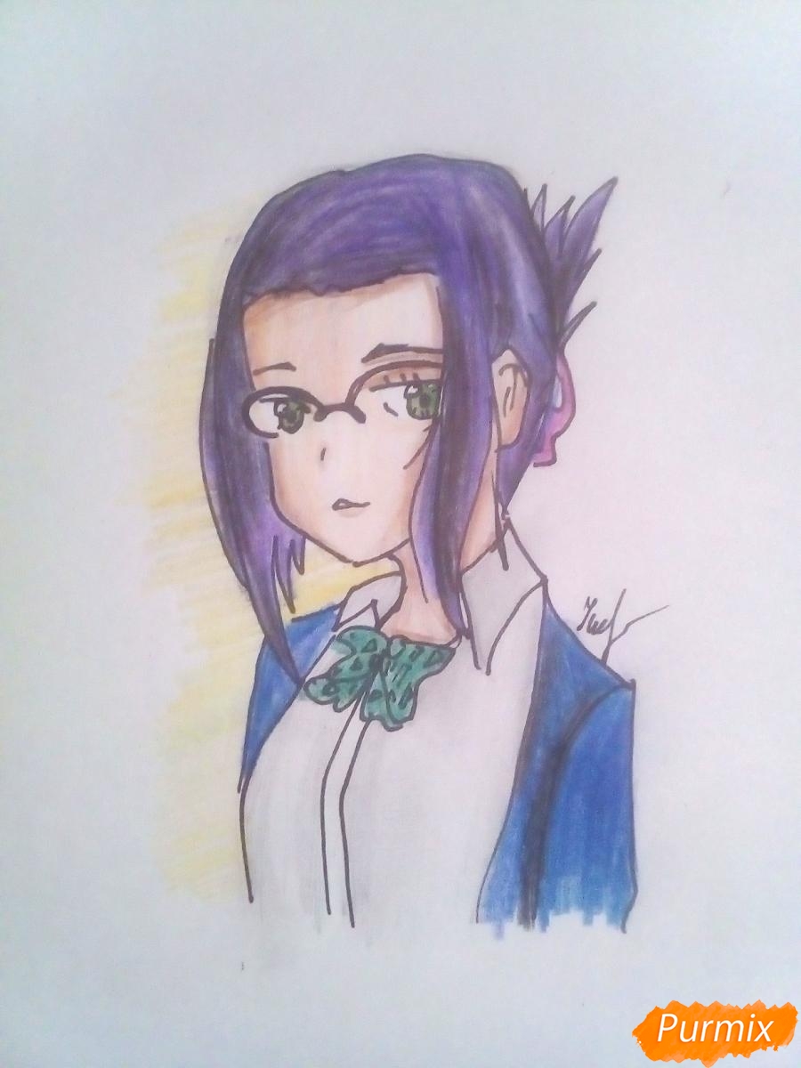 Рисуем Икуно из аниме Милый Во Франксе карандашами - шаг 6