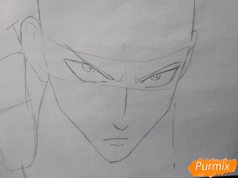 Рисуем Сайтаму главного героя манги/аниме Ванпачмен - шаг 2