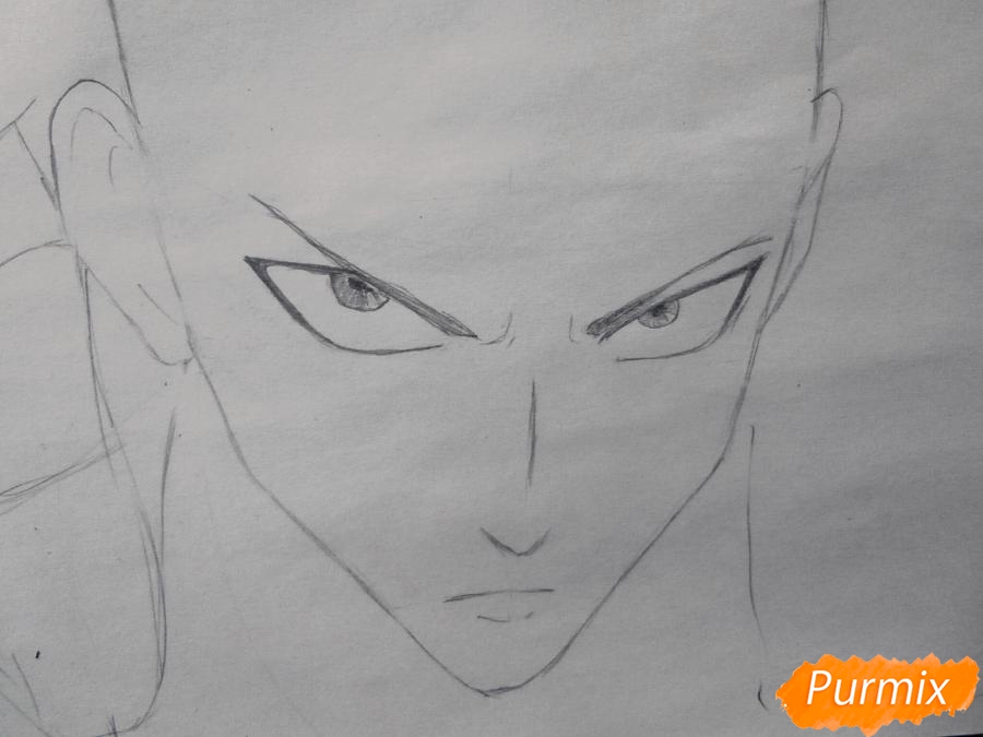 Рисуем Сайтаму главного героя манги/аниме Ванпачмен - шаг 3