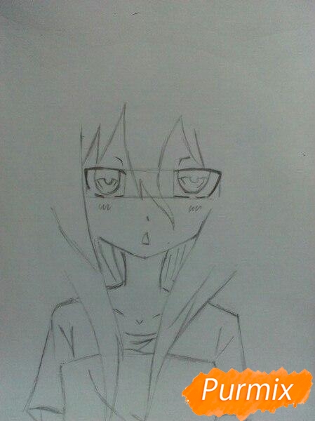 Рисуем сонную аниме девочку цветными карандашами - шаг 4