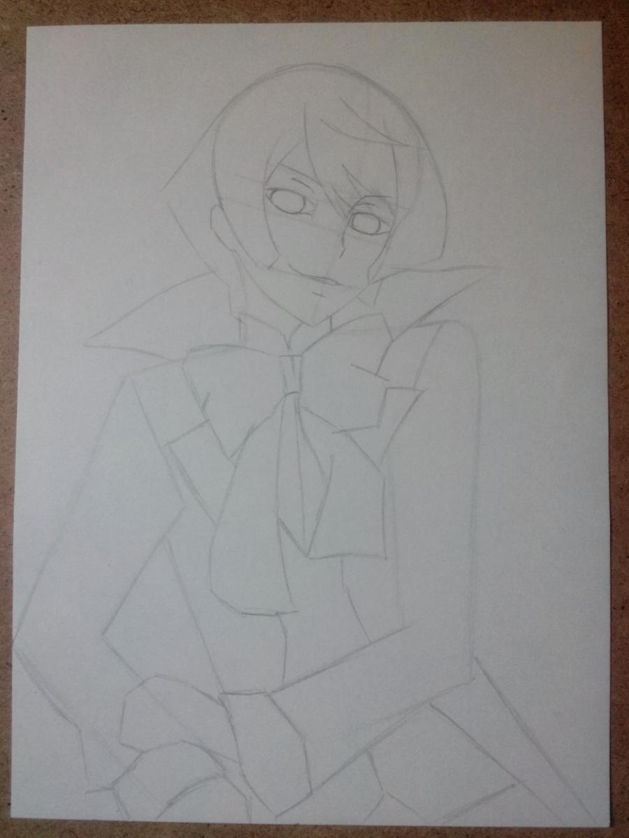 Рисуем и раскрасить Алоиса Транси из аниме Темный дворецкий карандашами - шаг 4