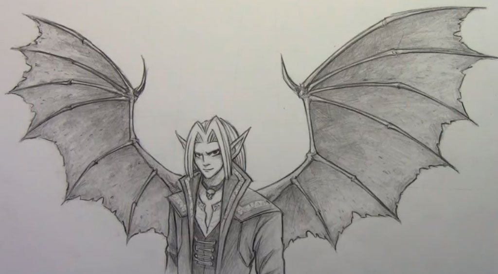 Рисуем аниме демона с крыльями