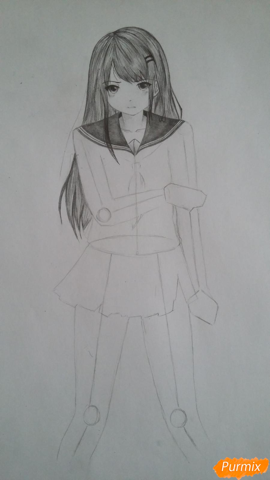 Рисуем девушку с катаной в аниме стиле - шаг 7