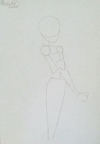 Рисуем и раскрасить аниме девушку-кролика караендашами - шаг 3