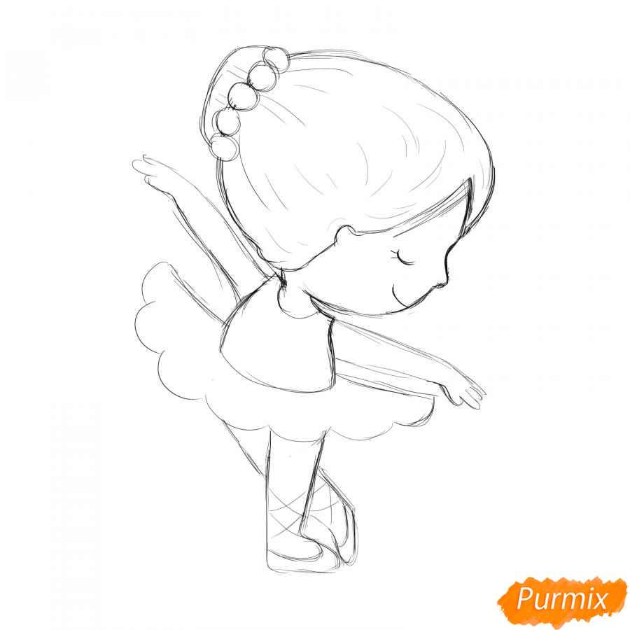 Рисуем балерину легко для детей - шаг 6