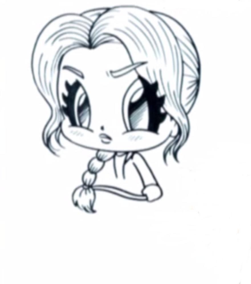 Рисуем чиби Китнисс Эвердин из фильма Голодные игры