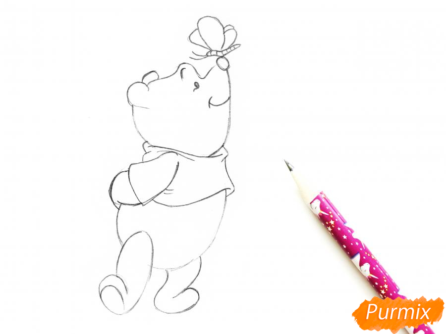 Рисуем Винни Пуха цветными карандашами - шаг 3