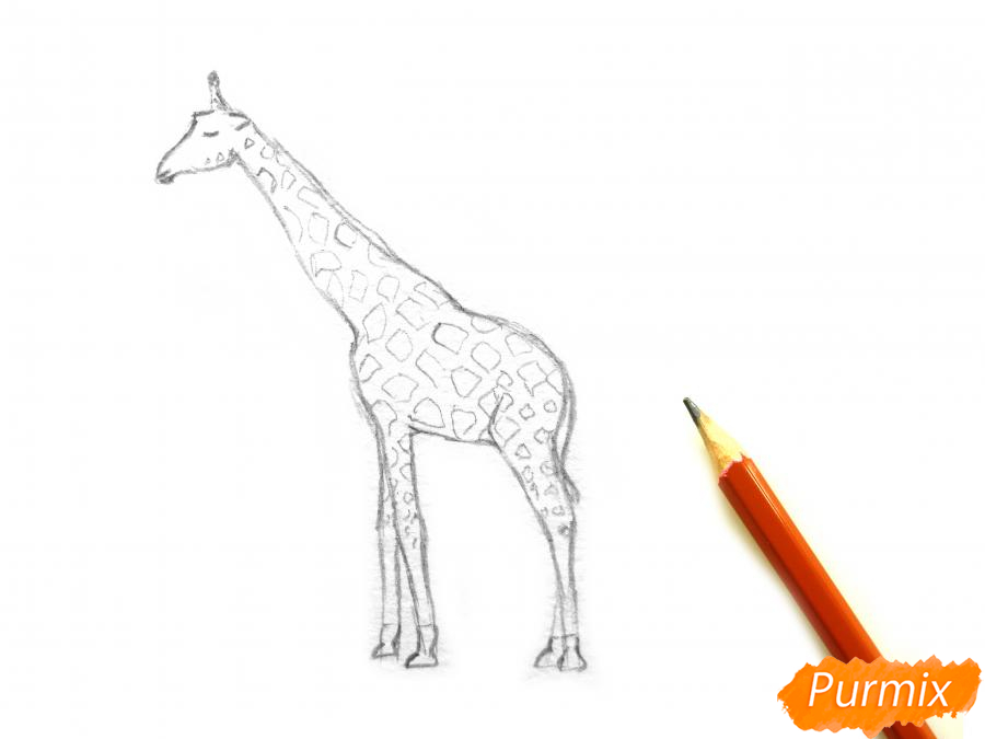 Рисуем жирафа акварелью - шаг 3