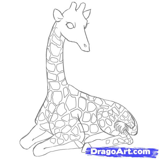 Рисуем лежащего жирафа - шаг 9