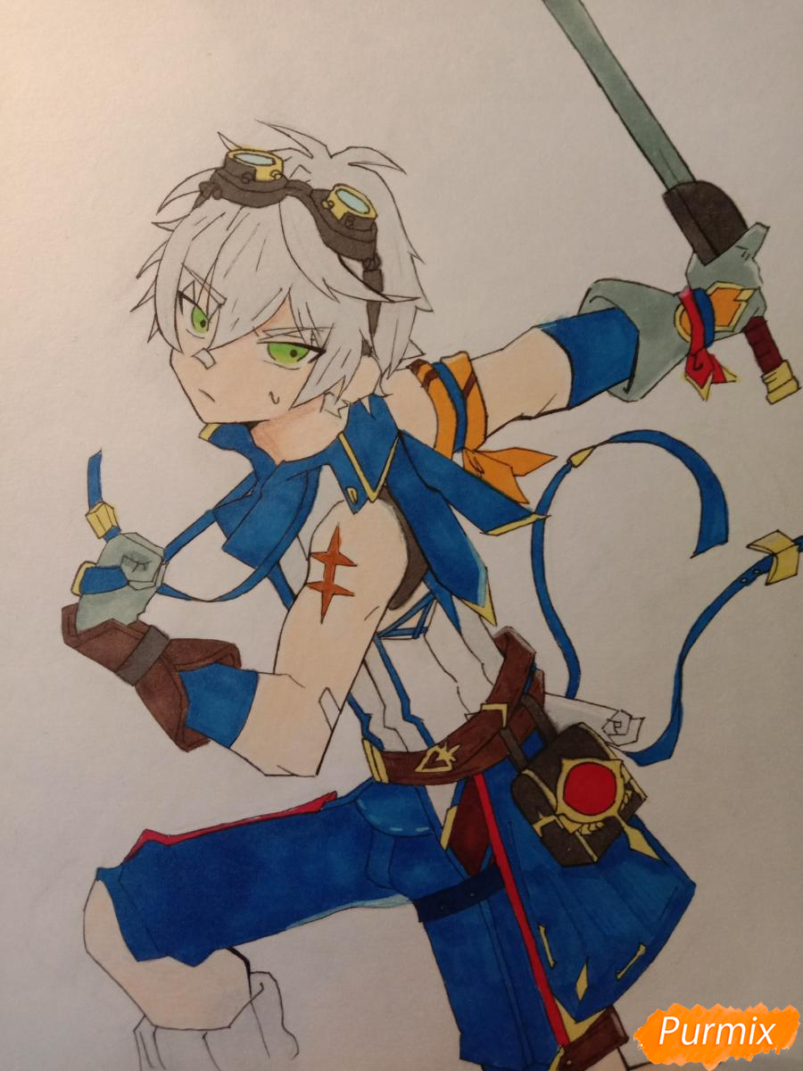 Рисуем Беннета из игры Genshin Impact - шаг 8