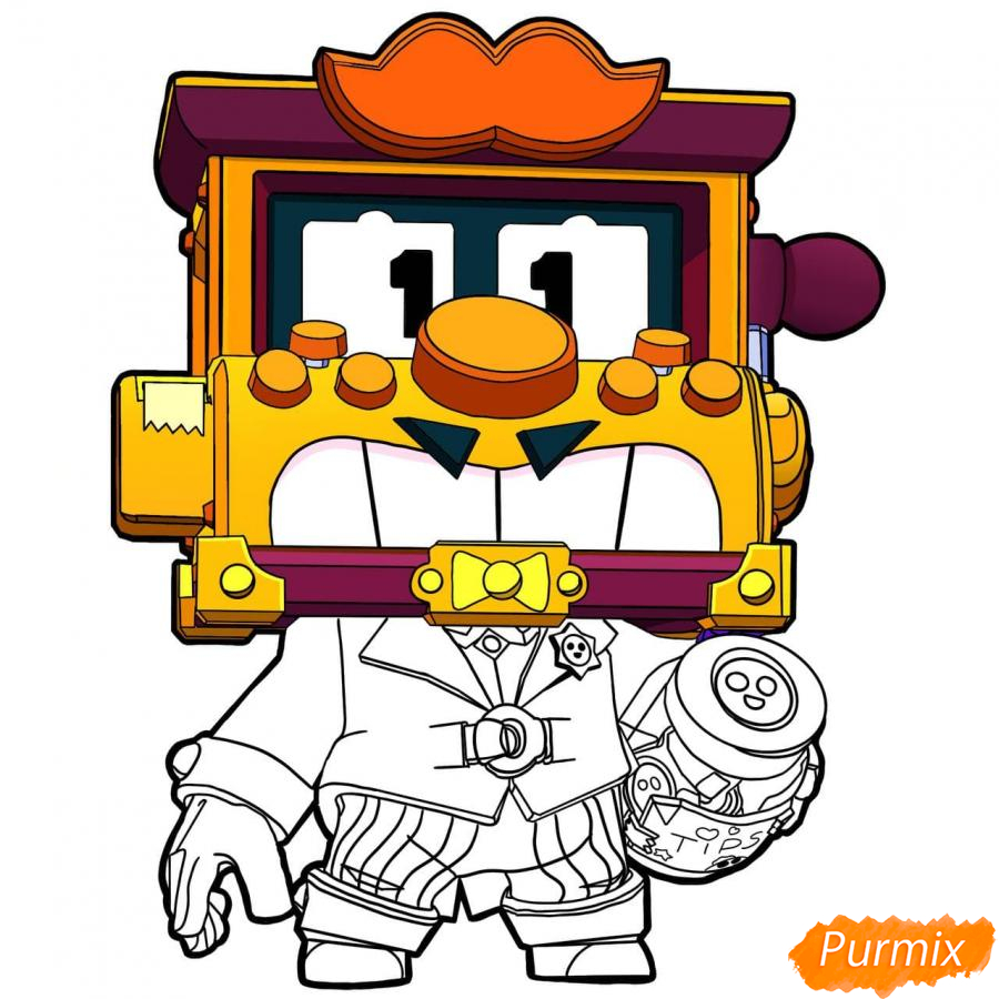 Рисуем Гриффа из Бравл Старс карандашами - шаг 11