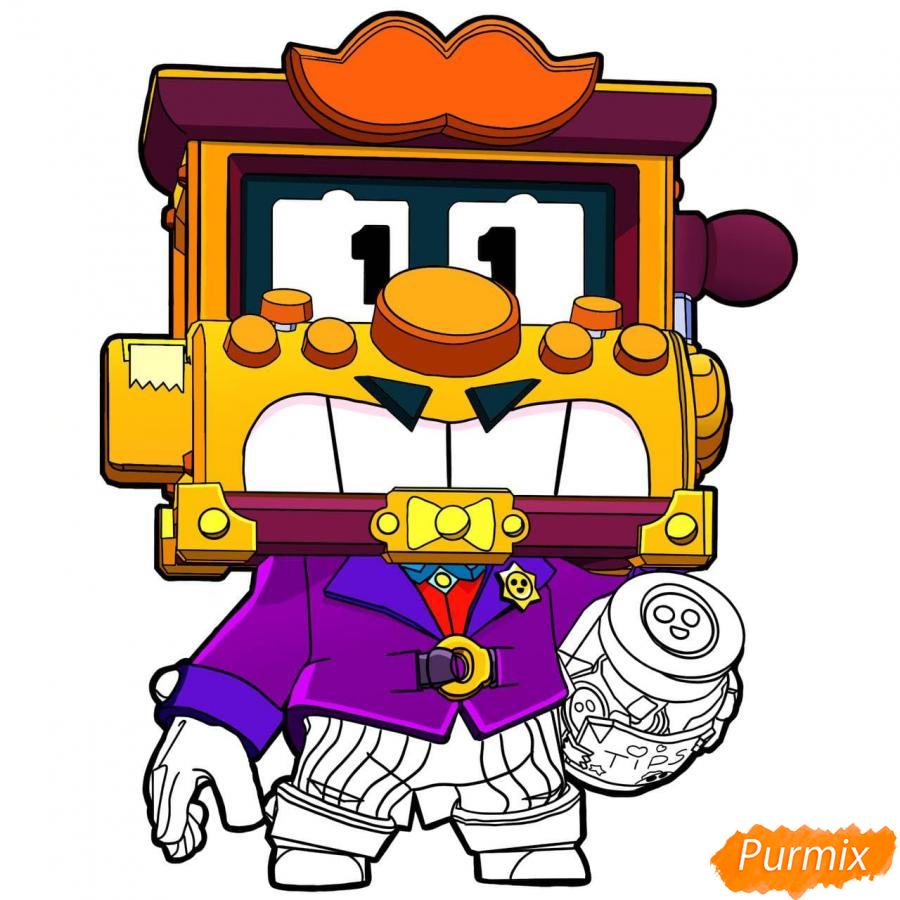 Рисуем Гриффа из Бравл Старс карандашами - шаг 12