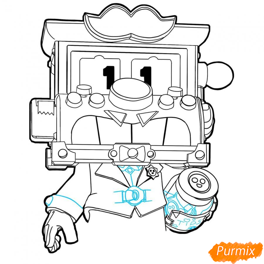 Рисуем Гриффа из Бравл Старс карандашами - шаг 7