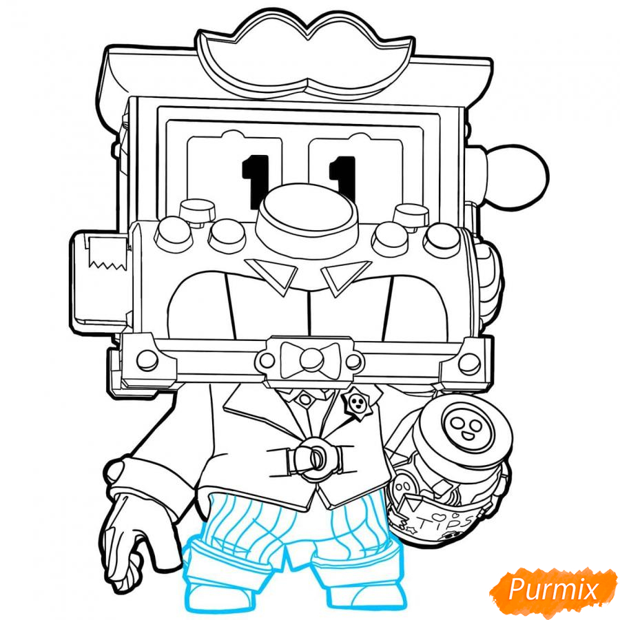 Рисуем Гриффа из Бравл Старс карандашами - шаг 8