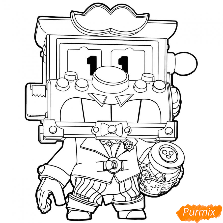 Рисуем Гриффа из Бравл Старс карандашами - шаг 9