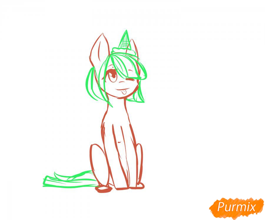 Рисуем пони с мороженым на голове - шаг 3