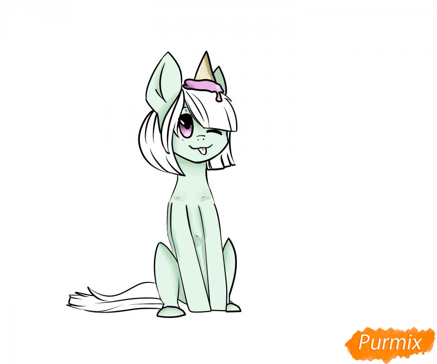 Рисуем пони с мороженым на голове - шаг 6