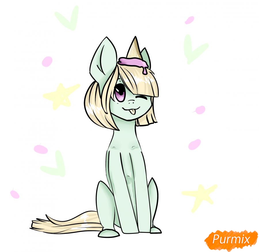 Рисуем пони с мороженым на голове - шаг 9