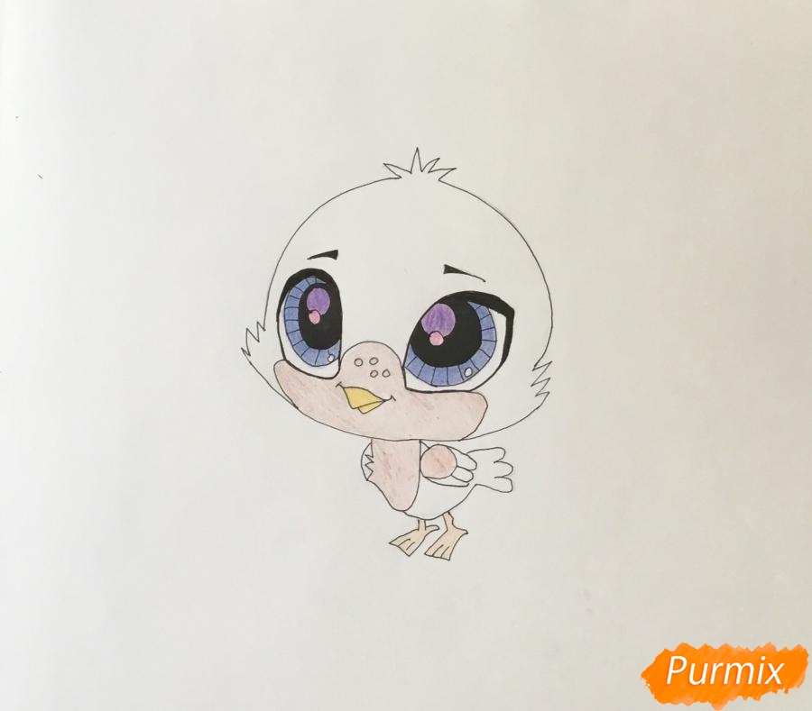 Рисуем птичку Хаббл из мультфильма My Littlest Pet Shop - шаг 5
