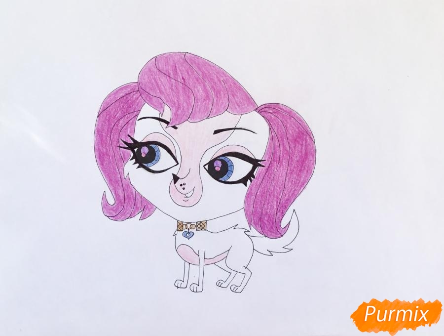 Рисуем собаку Гаил из мультфильма My Littlest Pet Shop - шаг 6