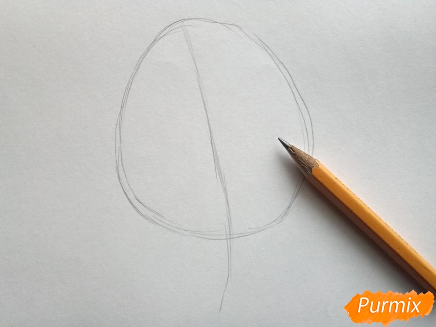 Рисуем лист пальмы карандашами - шаг 1