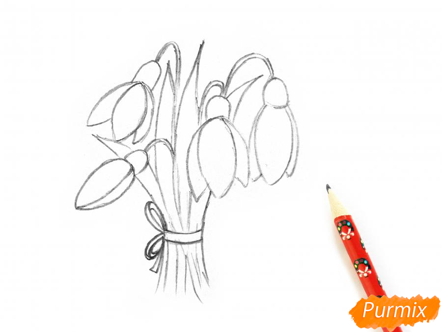 Рисуем подснежники цветными карандашами - шаг 4