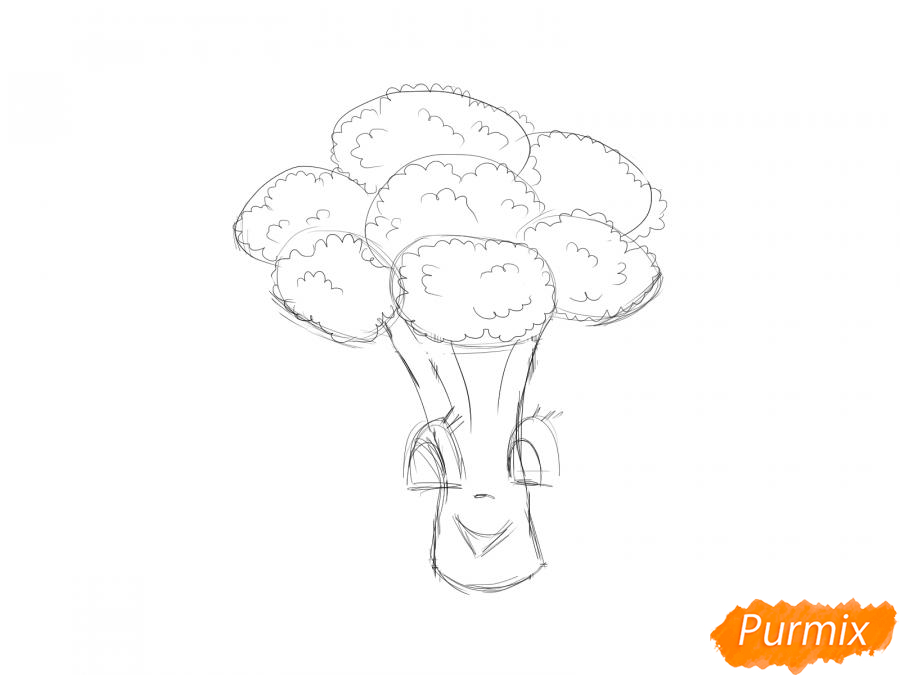 Рисуем брокколи с глазками для детей - шаг 6