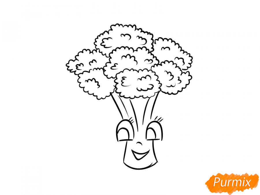 Рисуем брокколи с глазками для детей - шаг 7