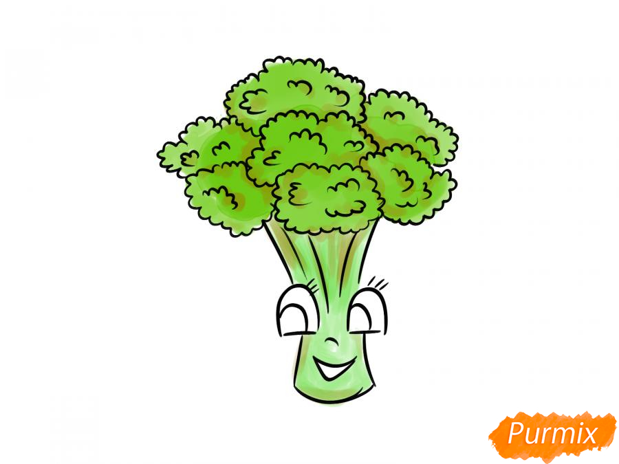 Рисуем брокколи с глазками для детей - шаг 8