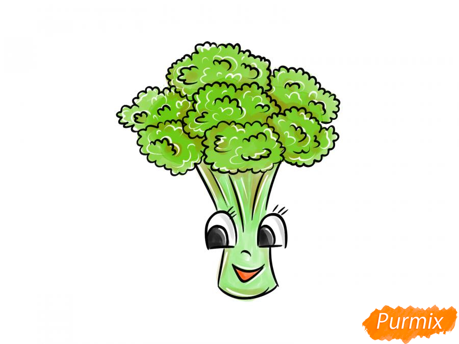 Рисуем брокколи с глазками для детей - шаг 9