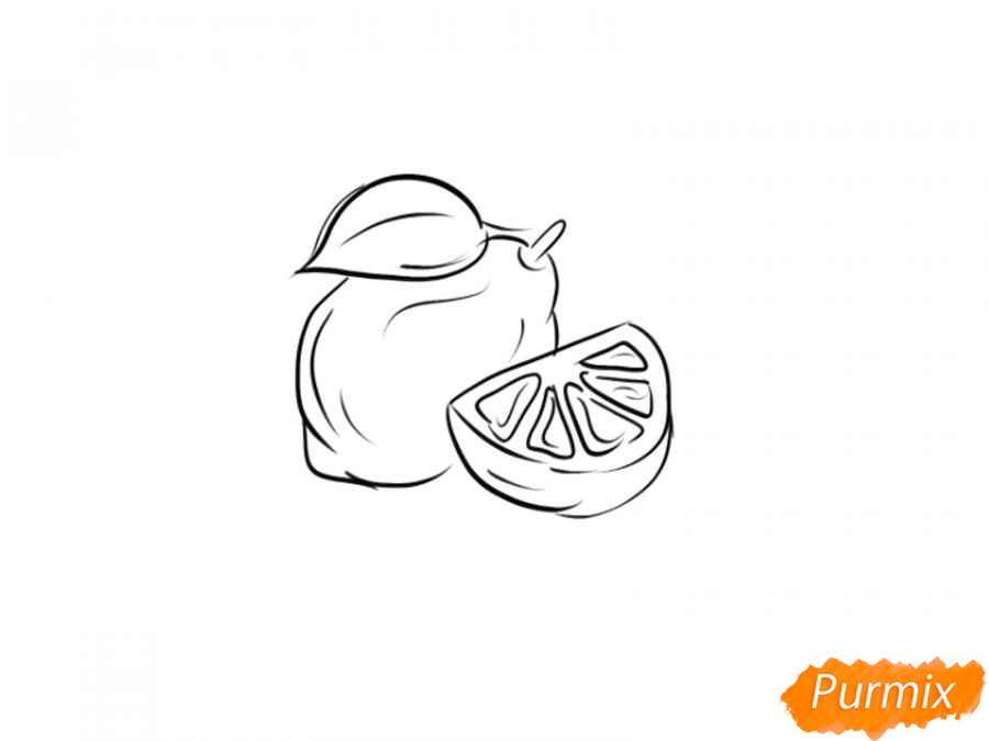 Рисуем лимон целый и дольку - шаг 5