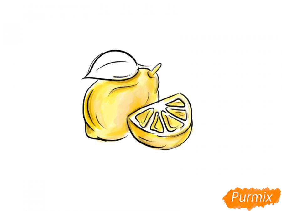 Рисуем лимон целый и дольку - шаг 7