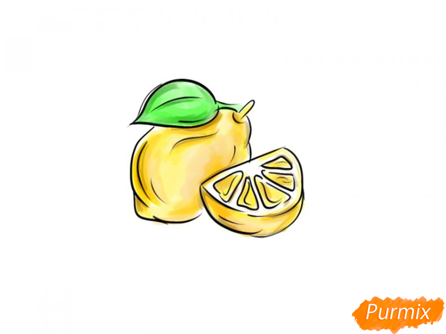 Рисуем лимон целый и дольку - шаг 8