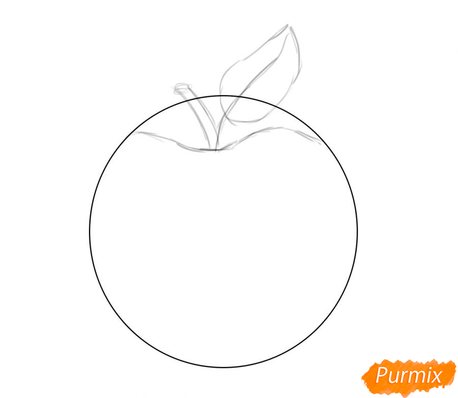 Рисуем спелое красное яблоко - шаг 2