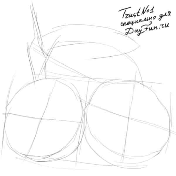 Рисуем разрезанный лимон - шаг 1