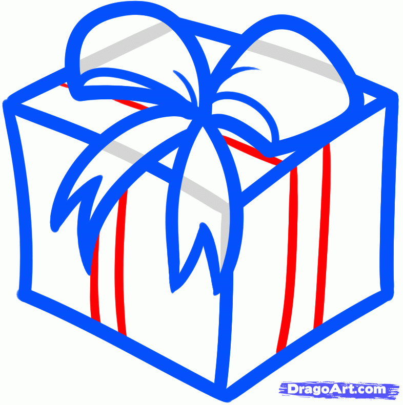 Рисуем рождественскую коробку с подарком - шаг 5