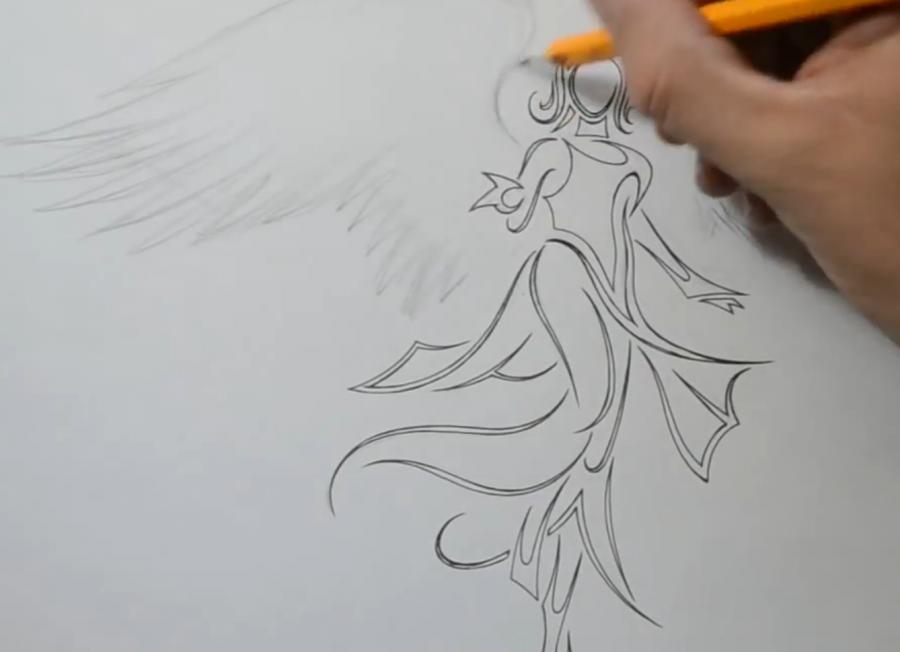 Рисуем татуировку ангела в полный рост - шаг 5
