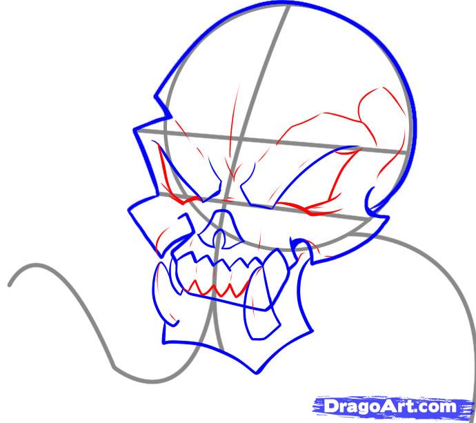 Рисуем череп с языком - шаг 4