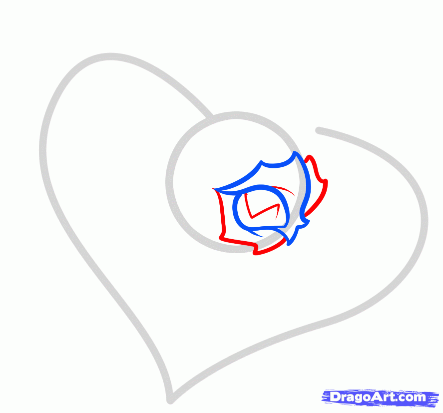 Рисуем цветок в форме сердца - шаг 3