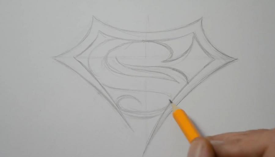 Рисуем знак супермена в стиле тату - шаг 3